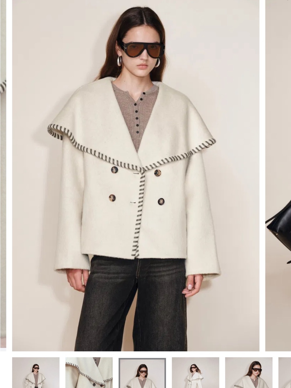 Cream Wool Cape Coat - Picture 9 of 13